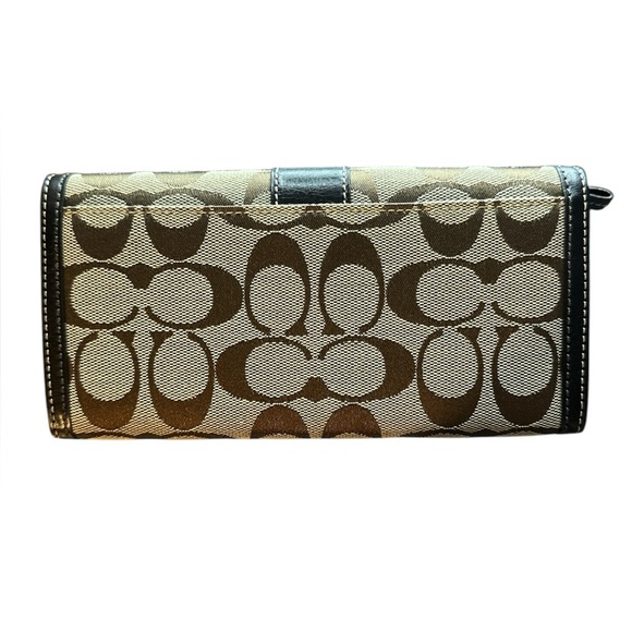 NWT, Coach Brown Legacy Signature Checkbook Wallet, Length 7.75 by 4 - Picture 2 of 3